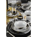Porcelánová sada 24 ks talířů Glamour černá/bílá/zlatá