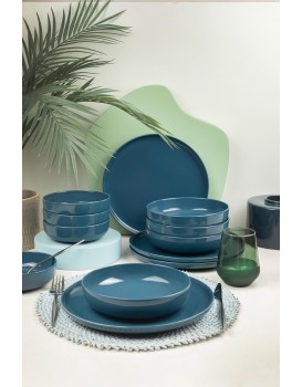 Porcelánová jídelní sada 12 ks Mod tmavě modrá