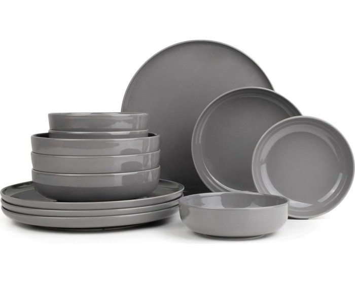 Porcelánová jídelní sada 12 ks Mod antracit