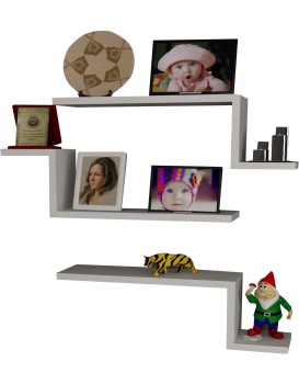 Sada 3 nástěnných polic LOWA bílá