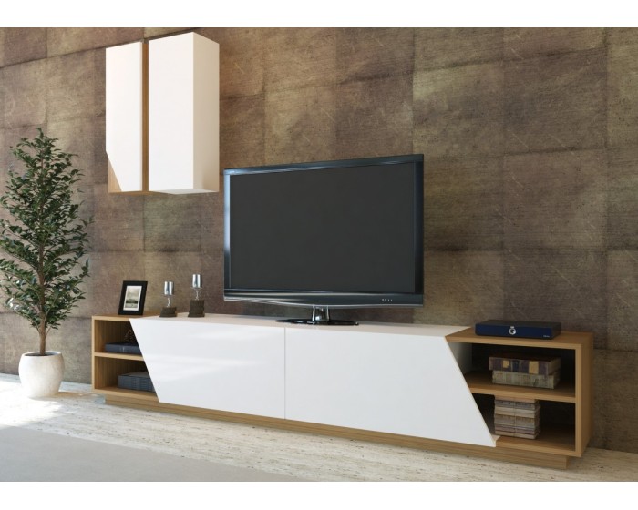 Obývací stěna Zebra bílá/teak