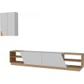 Obývací stěna Zebra bílá/teak