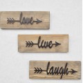 Nástěnná dřevěná dekorace LOVE LIVE LAUGH hnědá/černá