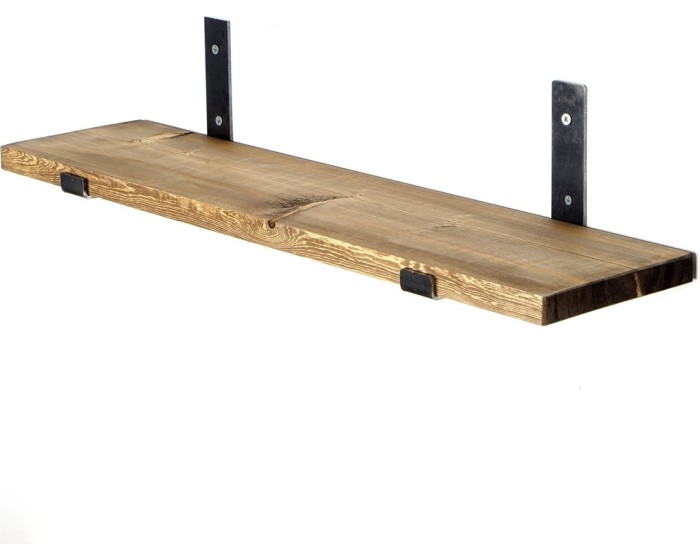 Nástěnná police LAM II 60 cm ořech/černá