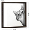 Nástěnný obraz Cat 33x33 cm černobílý