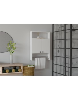 Závěsná koupelnová skříňka s věšákem na ručníky Banyo bílá