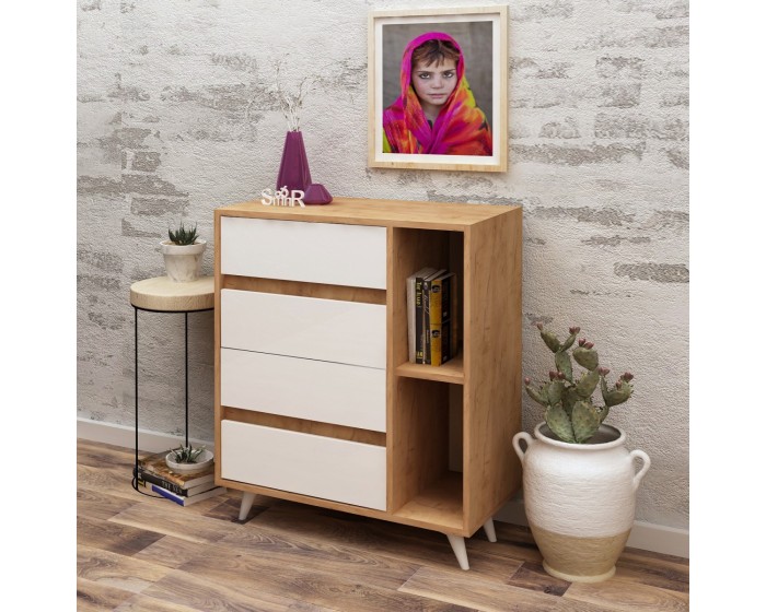 Komoda Seria IV 70 cm dub craft zlatý/bílá