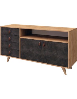 Komoda Pagina I 140 cm dub craft zlatý/tmavý beton