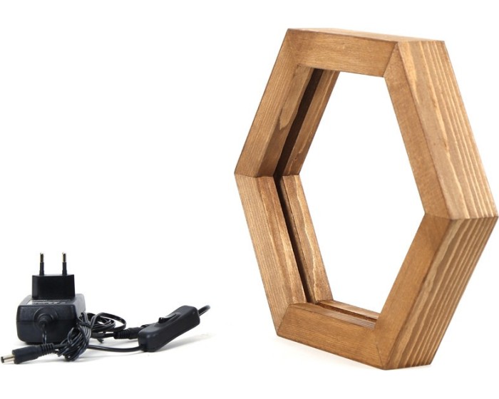 Stolní LED lampa Hexagon hnědá