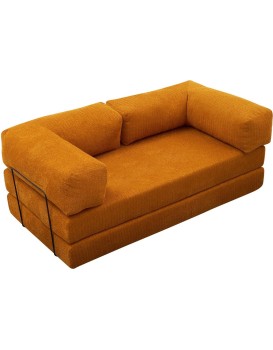 Třímístná rozkládací futonová pohovka Comfort 190 cm oranžová