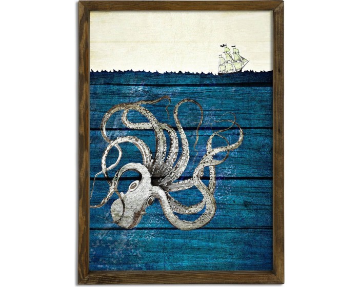 Nástěnný obraz Octopus 50x70 cm modrý