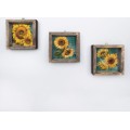 Sada nástěnných obrazů Sunflowers 15x15 cm 3 ks žlutá