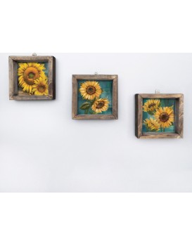 Sada nástěnných obrazů Sunflowers 15x15 cm 3 ks žlutá