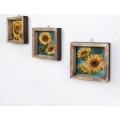 Sada nástěnných obrazů Sunflowers 15x15 cm 3 ks žlutá
