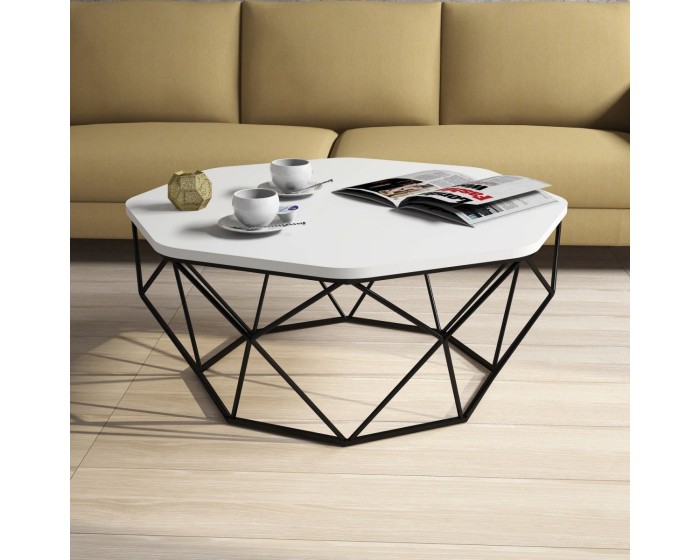 Konferenční stolek Diamond 90 cm bílo-černý