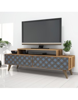 TV stolek CITY 140 cm ořech/modrý