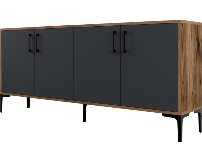 Komoda Kiev 180 cm antracit/hnědá