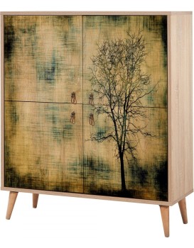 Komoda Kikos 95 cm dub sonoma/zelená