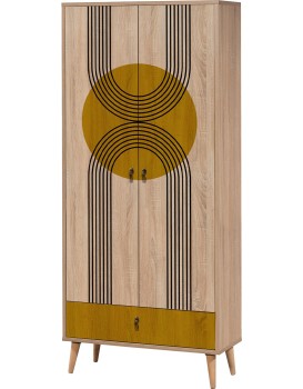 Šatní skříň Grandrop Sun 80 cm hnědá/vícebarevná