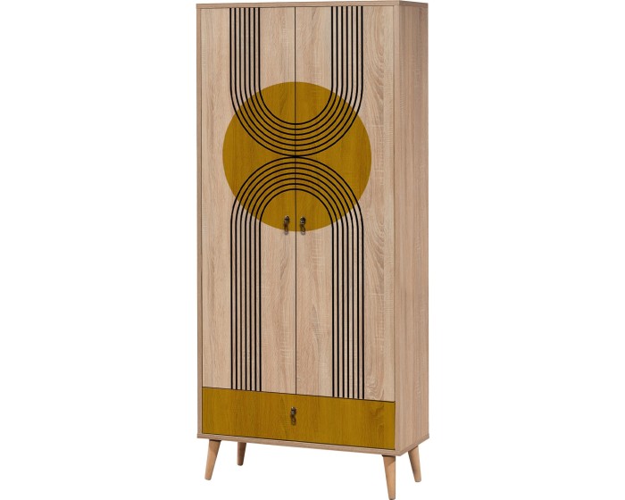 Šatní skříň Grandrop Sun 80 cm hnědá/vícebarevná