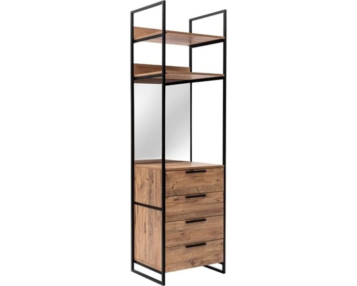 Šatní skříň Dynamic 64 cm se zrcadlem borovice Atlantic/černý
