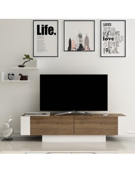 TV stolek MATERA 150 cm + police ořech/bílý
