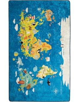 Dětský koberec World Map 200x290 cm modrý