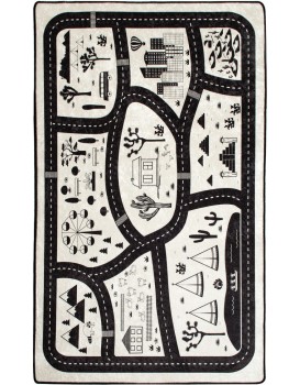 Dětský koberec Black City 100x160 cm bílý/černý