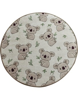 Dětský kulatý koberec Koala 100 cm šedý