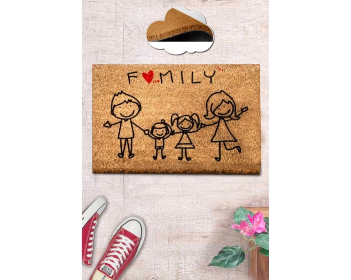 Rohožka Nuclear Family 40 x 60 cm hnědá