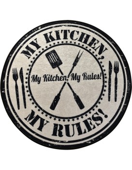 Kulatý koberec My Kitchen 140 cm černý/bílý