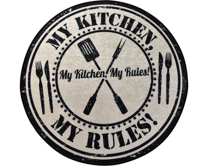 Kulatý koberec My Kitchen 140 cm černý/bílý