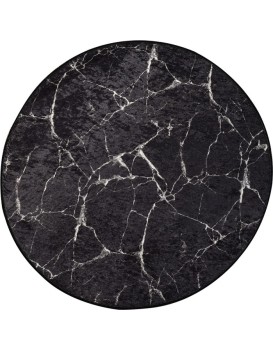 Kulatý koberec Black Marble 140 cm černý
