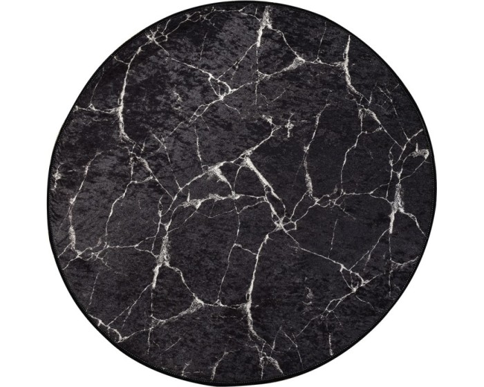 Kulatý koberec Black Marble 140 cm černý