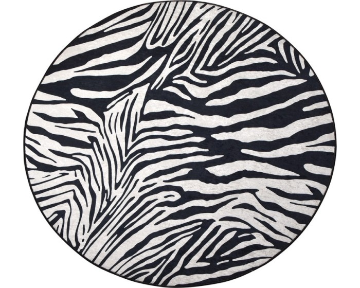 Kulatý koberec Zebra 140 cm bílý/černý