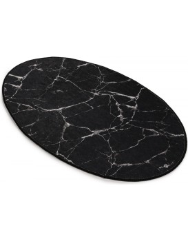 Oválný koberec Black Marble 60x90 cm černý