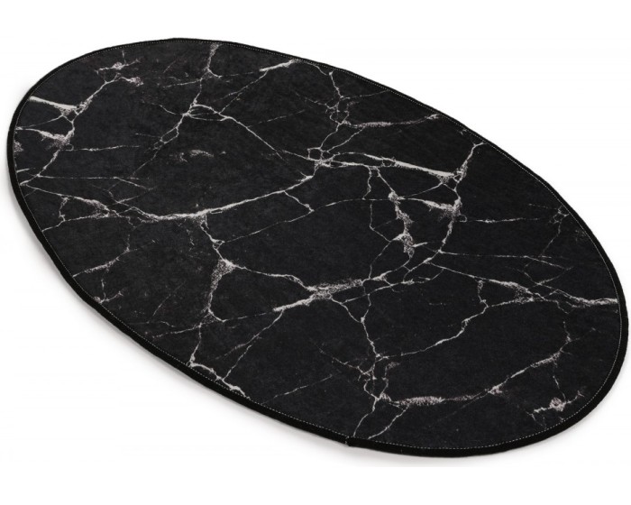Oválný koberec Black Marble 60x90 cm černý