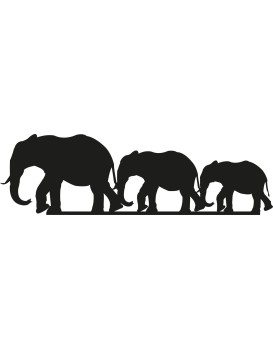 Nástěnná kovová dekorace ELEPHANT FAMILY II černá