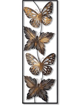 Nástěnná kovová dekorace BUTTERFLY II černá/zlatá