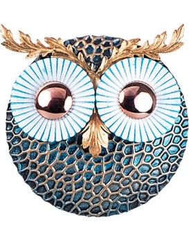 Nástěnná kovová dekorace OWL II modrá/měděná