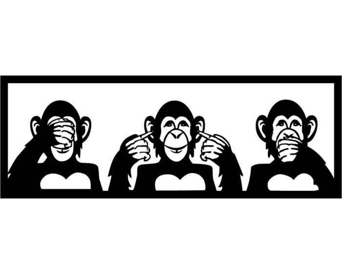 Nástěnná dekorace Three Monkeys černá - M