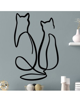 Nástěnná kovová dekorace Couple Cat Love černá