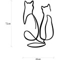 Nástěnná kovová dekorace Couple Cat Love černá