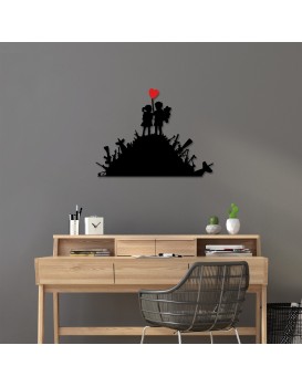 Nástěnná kovová dekorace Banksy 1 černá/červená