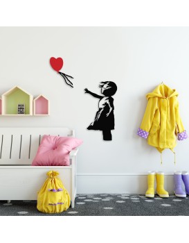 Nástěnná kovová dekorace Banksy 13 černá/červená