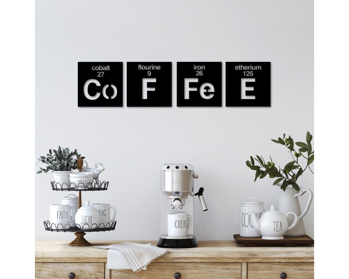Nástěnná kovová dekorace Coffee 13 černá