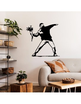 Nástěnná kovová dekorace Banksy Metal 01 černá