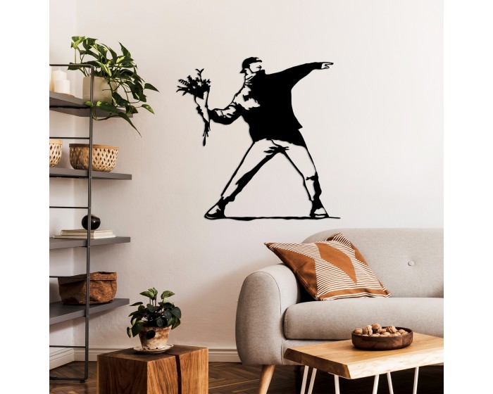 Nástěnná kovová dekorace Banksy Metal 01 černá
