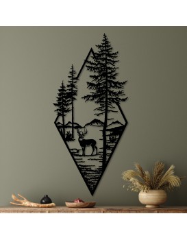 Nástěnná kovová dekorace Deer I. černá