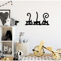 Nástěnný kovový věšák Cats 60 cm černý